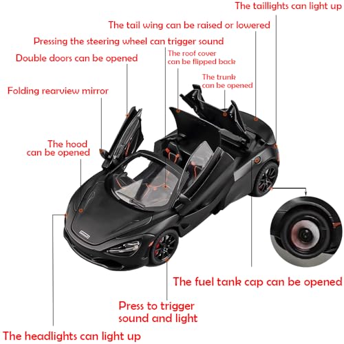 Modelo McLaren 720s Roadster 1:24 Negro miniatura 2