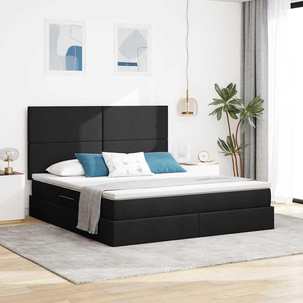 Ecopelle con sollevamento idraulico letto contenitore 160x200 Nero