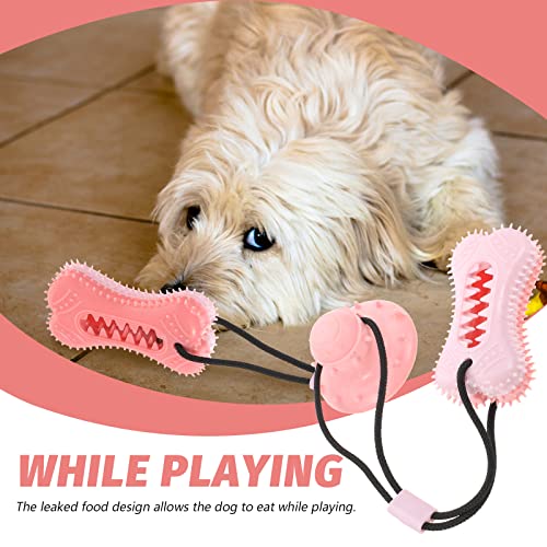 Luozzy Suction Cup Dog Chew Toy Interactive Dog Toy Dog Food Dispensing Dog Rope Toy (Pink) #TOP3