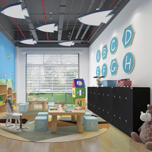 MECOLOR Aufbewahrungsschrank aus Metall mit Schlossriegel, Schließfach für Mitarbeiter, Aktenschrank für Heimbüro, kleiner Spind mit 6 Türen für Wohnzimmer (Schwarz)