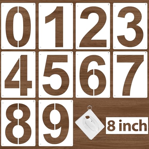 8Inch Number Stencils,10Pcs Plastic Reusable Washable Curb Stencil Kit