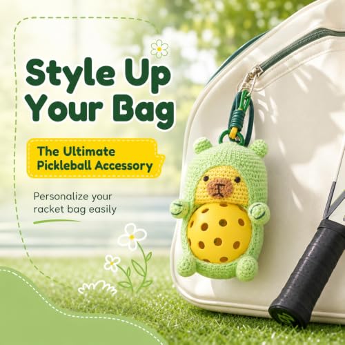 RORLAND Pickle Sparkle | Pickleball Funny Gift for Women or Men | Hand-Crochet PickleDoll Capybara Keychain | Pickleball Plush Tote Bag Charm | Ideal Gift for Pickleball Players or Teammates - image 2