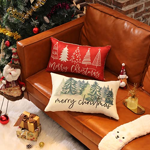 Merry Christmas Pillow Cover 12x20 Farmhouse Christmas Throw Lumbar Pillow Cover Decorations Christmas Tree Holiday Decor Case for Home Couch Merry Christmas Pillow Cover 12x20 Farmhouse Christmas Throw Lumbar Pillow Cover Decorations Christmas Tree Holiday Decor Case for Home Couch