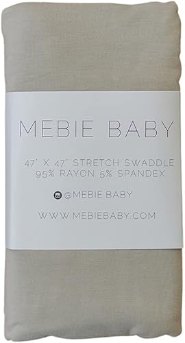 Vista 8 de Mebie Baby Manta elástica de carbón, moderna y neutra para bebé, manta suave para bebé, manta para recién nacido, 0-3 meses, envoltura cómoda, Gris