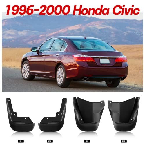 Image of BDFHYK Mud Flaps Splash Guards 4PCS Front & Rear Side Mud Guards Compatible with Honda Civic 1996-2000 Without OEM Fender Flares