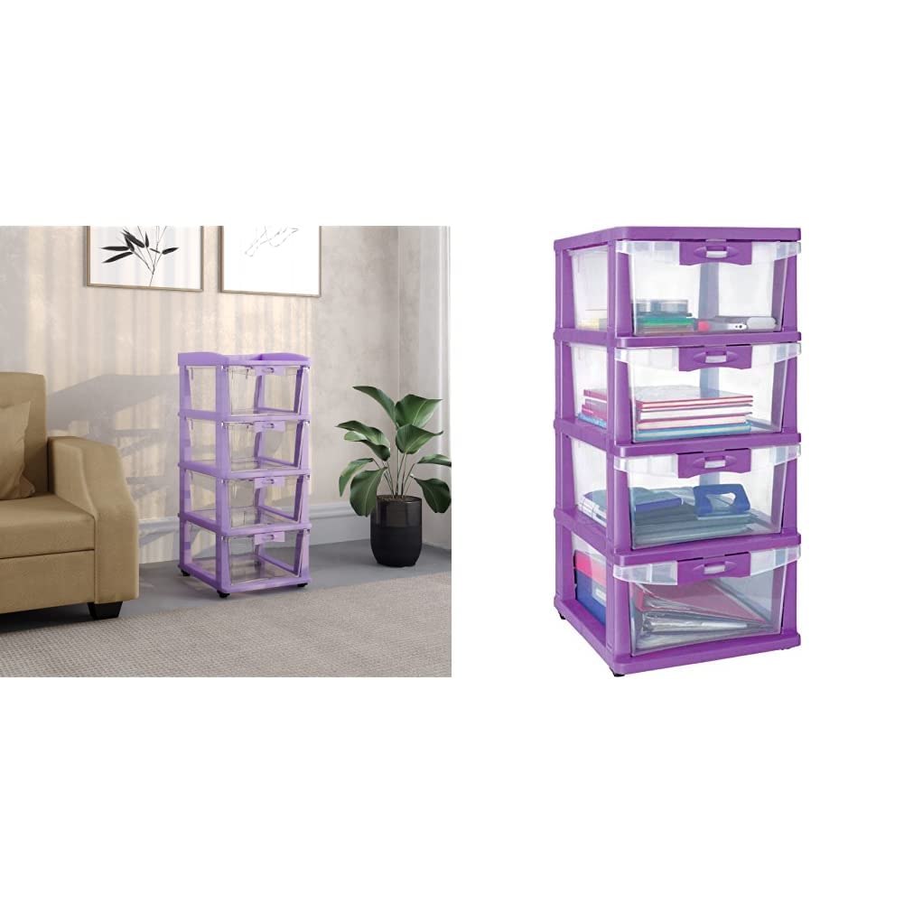 Nilkamal CHST24 4 Layers Plastic Chests of Drawers Purple & Nilkamal