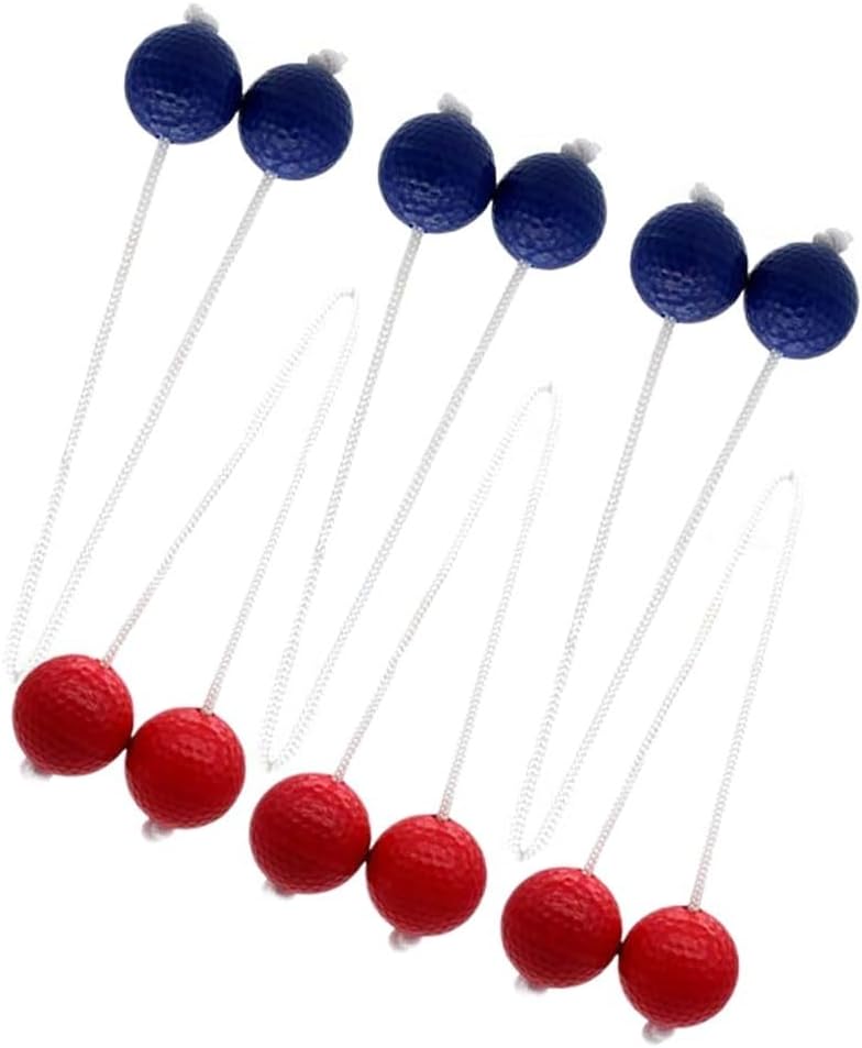 Ladder Ball Replacement Balls Set – 6-Pack PE Bolas with 50 cm Nylon Cord, 42 mm Diameter, 44 g Each, for Ladder Toss Yard Games (Black/White & Red/Blue)