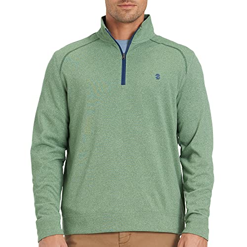 Haut à manches longues IZOD en jersey vert sauge XL avec fermeture éclair 1/4 pour homme