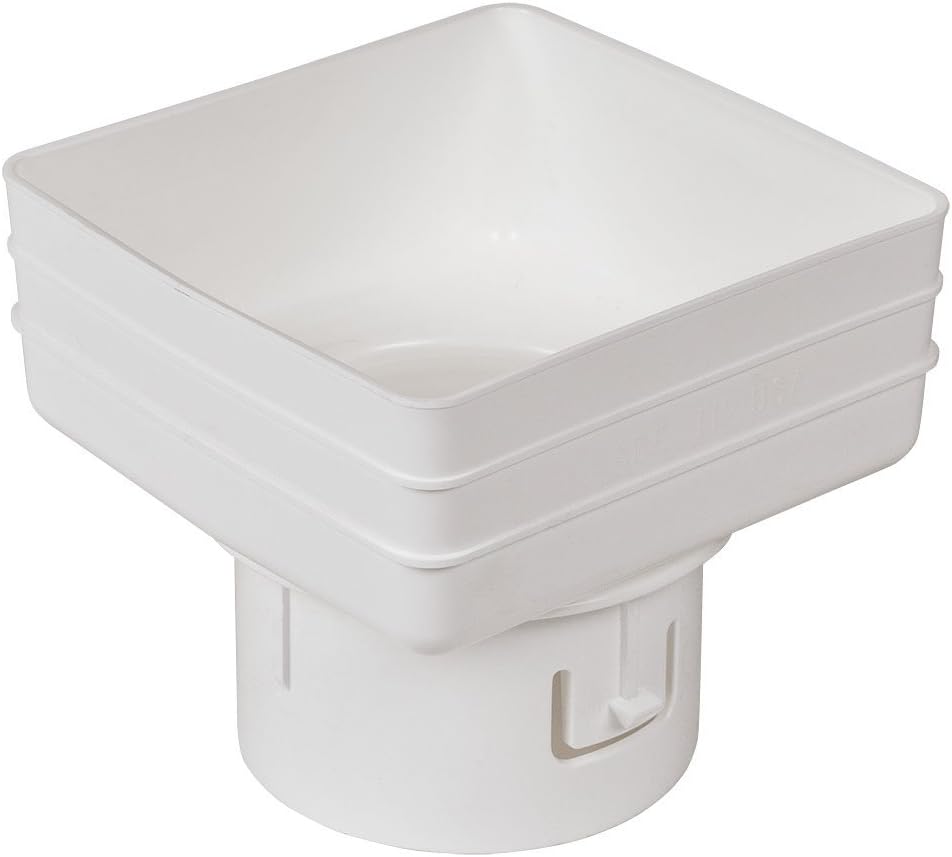 Aquabarrel Universal Downspout to Drain Pipe Tile Adapter (White, 5x5x4