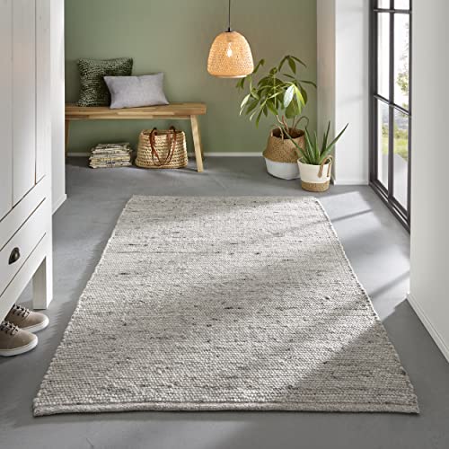 TacaHome Wollteppich Handweb Teppich Gewalkt I Reine Schur-Wolle im Skandinavischen Design I...