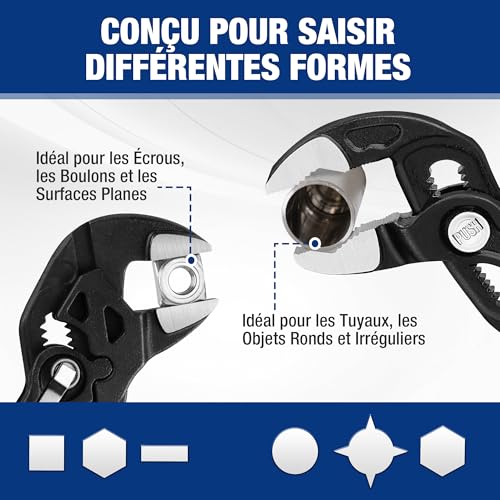 Pinces multiprises WORKPRO 180 mm set de 2 pour travaux de plomberie