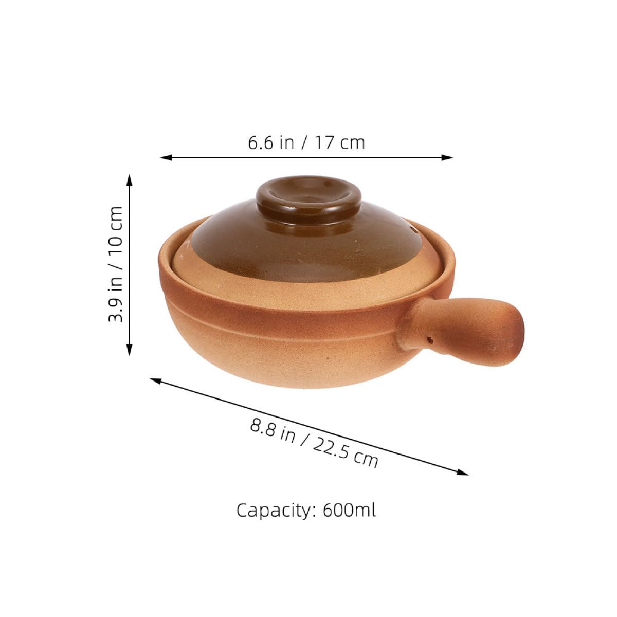 Pentola di Terracotta Asiatica da Cucina 600 Ml Coperchio, Vaso per Zuppa Coreana e Cottura del Riso, Portatile e Riscaldamento Uniforme per Casa e Viaggio