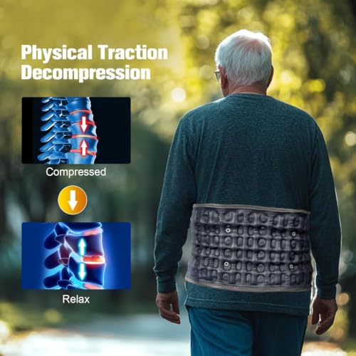 Image of Decompression Belt Inflatable Lumbar Support for Lower Back Pain Relief - Inflated Back Reliever with Electric Pump, One Size Fits 29-49 Waist. (Blue Belt)
