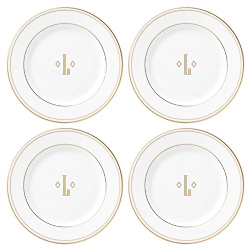 Lenox Federal Gold Block Monogram Dinnerware Tidbit Plates, Set of 4, L