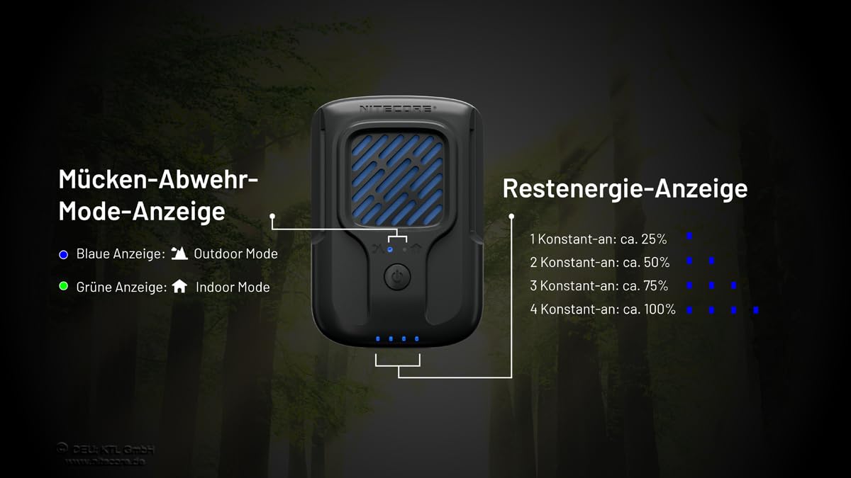 Nitecore EMR40 - Repelente eficaz de mosquitos, funcionamiento con batería, 10 horas de uso, dispositivo práctico.