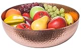Red Co. 13' Elegant Handcrafted Hammered Round Bowl, Decorative Centerpiece, Large, Copper Finish