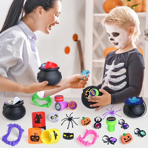 576 PCS Halloween Party Favors Bulk for Kids, 72 Pack Prefilled Witch Cauldrons With Halloween Toys, Halloween Goodie Bag Fillers, Halloween Party Supplies, Halloweens' Miniatures Novelty Toys by Shemira - Image 6