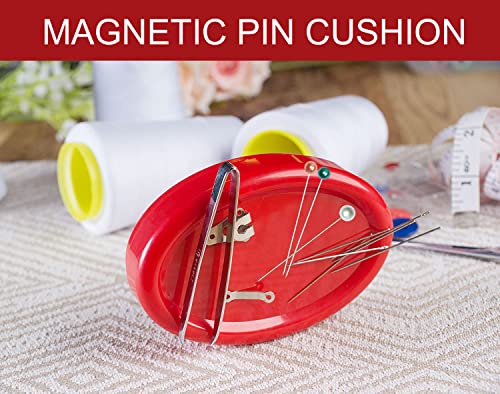 Colored Bird Magnetic Sewing Pincushion,Magnetic Pins Holder, Round Plastic Magnetic Sewing Cushion For Sewing Quilting (Red) #TOP1