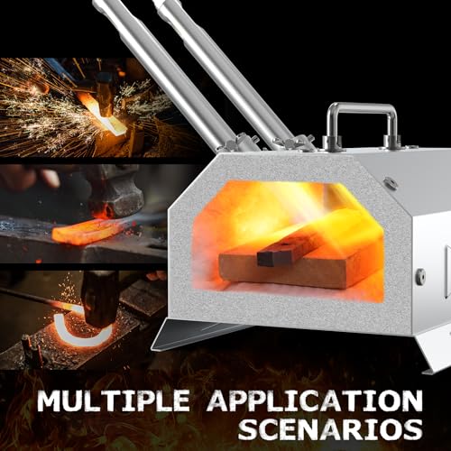 Image of Nelyrho 2 Burner Propane Blacksmith Forge Kit | 2600F High Temperature, Stainless Steel, Portable Design, Blacksmithing, Knife Making & Metalworking