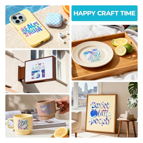 Image of HTVRONT Holographic Opal Blue Permanent Vinyl - 12 inch x 10 FT Adhesive Roll Compatible with Cricut Cutting Machine, Silhouette, Cameo Cutters, Signs, Scrapbooking, Craft, Die Cutters