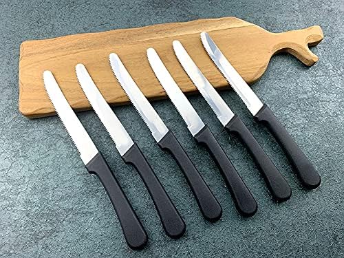 Steak Knife Set, Stainless Steel Steak Knife Black Handle Cutlery Knife Set Cutlery Set BY KKZY (Color : 6pcs)