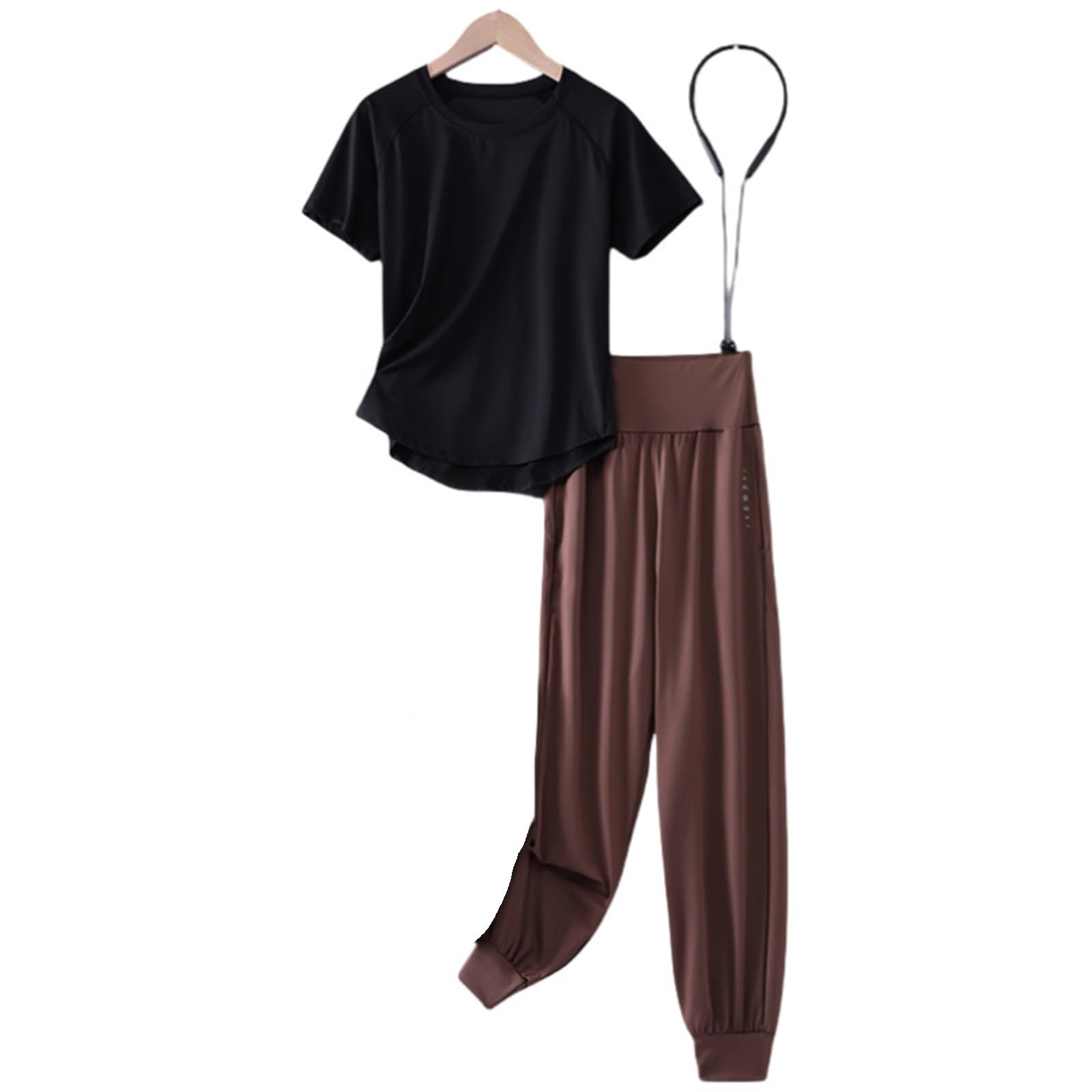 Set da yoga da donna S-4XL Set Yoga Donna Camicie sportive Pantaloni da palestra 2 pezzi Top fitness corti sportivi Tuta donna