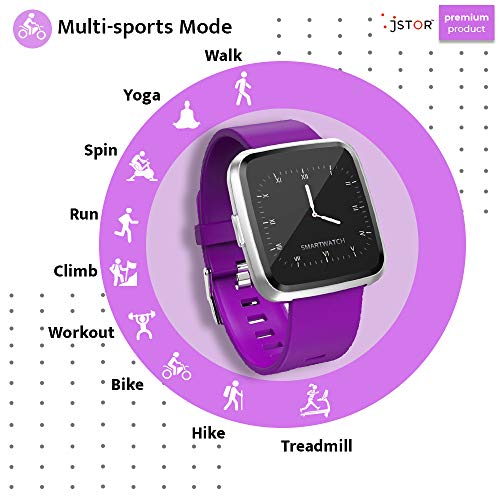Image of JSTOR Waterproof Y7 Silica Gel Fitness Wristwatch 1.3inch Smart Watch Sports Wristband Activity Tracker with Heart Rate Monitor, Sleep, Step Counter, Call Support for Android & iOS - P37 (Purple)