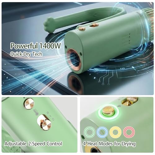 Neck Dryer for Pet Grooming 1400W High Velocity - Hands-Free Neck Band Pet Hair Blow Dryer, Low Noise Negative Ion Pet Grooming Dryer with 4 Heat/Cool Modes Quiet Neck Dryer for Dogs Cats Home & Salon — view 4