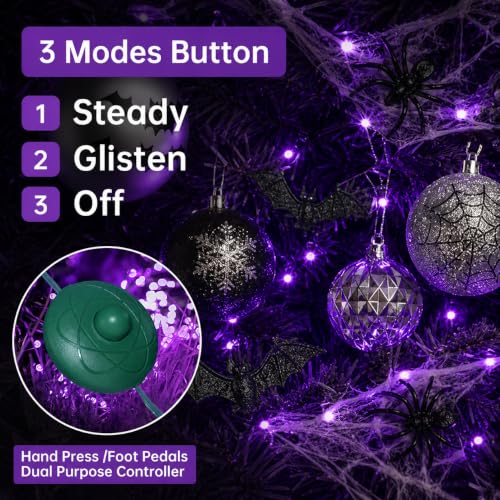 Soft Twinkle Christmas String Lights 33ft 100 LED Halloween Lights Purple - Image 4