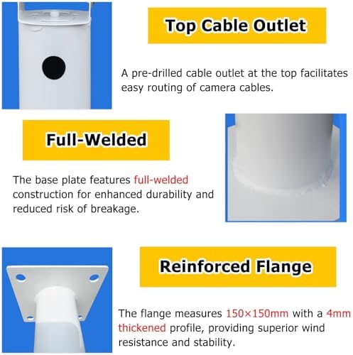 Security Camera Pole Universal Mounting Rack Commercial Wide View Monitoring Tall Outdoor Post,Security Camera Mounting Bracket Extender Pole - 360° Outdoor Mount for Residential Areas