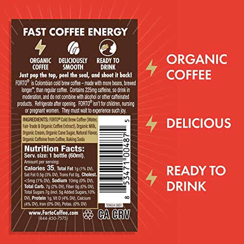 Forto Coffee Shots - Vanilla Latte, Ready-To-Drink On The Go, Cold Brew Coffee Shot - Fast Coffee Energy Boost, 2 Fl Oz, Pack Of 6 #TOP1