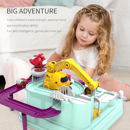 Image of Mashes Engineering Truck Adventure Car Track Set for Kids | Manual Vehicle Track Playset with Crane, Ramp & Mini Trucks | Interactive Educational Toy for Boys & Girls (Car Track Set)