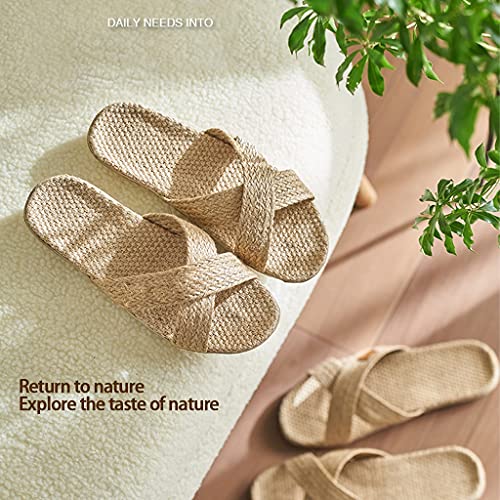 Linen Flax Suction Sweat Slippers，Cotton Flax House Sandals ,Soft-soled Women’s Cotton, Linen And Linen Slide Sandals With Arch Support，comfortable Home Shoes Indoor/outdoor Linen Slippers Indoor4