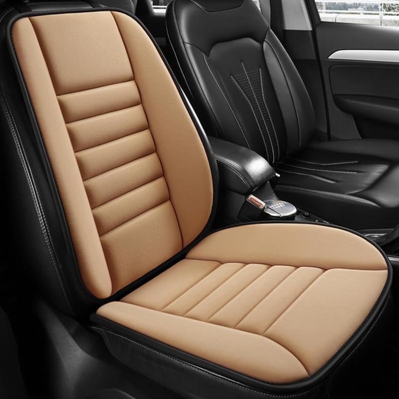Image of Auto Oprema Car Seat Cushion with Back Support Pillow: Enhanced Comfort Memory Foam Design for Pain Relief, Ideal for Drivers and Office Use - Ergonomic Lumbar Comfort for Long Sitting - Beige