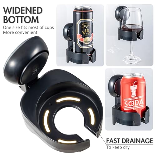 Image of TAILI Suction Cup Wine Glass Holder for Shower, Removable Wall-Mounted Bath Cup Holder for Beer, Wine, Drinks, Enjoy in The Spa, Bathroom, Kitchen, etc. Black