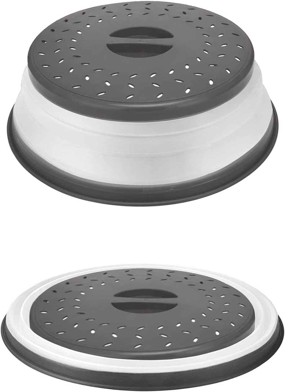 Collapsible Microwave Cover for Food Microwave Splatter Cover Dishwasher Safe,BPA Free,10.5 inch,Gray