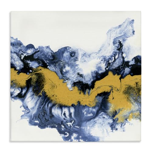 Stupell Industries Abstract Blue Yellow Fluid, 17 x 17 Inch Canvas Wall Art