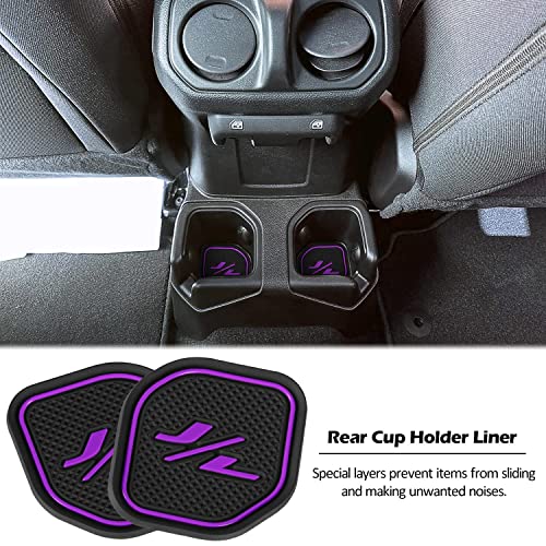 Laikou Front & Rear Auto Cup Holder Inserts Coaster Fit For 2018-2021 Jeep Wrangler Jl Jlu Sports Rubicon & 2020-2021 Gladiator Jt Cup Holders Liner Mat Pad Interior Accessories 4Pcs (Purple) #TOP5