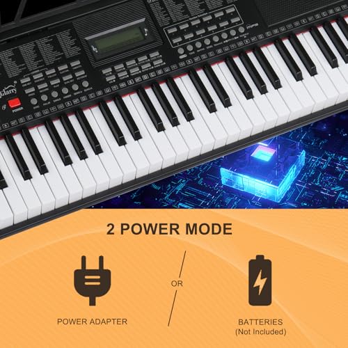 GLARRY 61 Key Portable Keyboard Piano Electronic for Beignners w/LCD Screen, Music Stand, Microphone, Headphones, 3 Teaching Modes, Built-In Speakers - Image 7