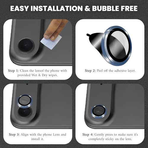 Image of ArmourPro Premium Camera Lens Protector Tempered Glass Compatible For iPhone Air Tough HD Individual Aluminum Alloy Rings 9H Camera Cover, Scratch-Resistant,Camera Lens Protection| Blue