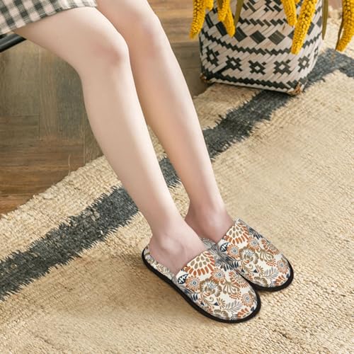 Floral Paisley Print House Slippers For Women And Men,Soft Slippers With Memory Foam,Non-Slip Indoor Home Shoes 5