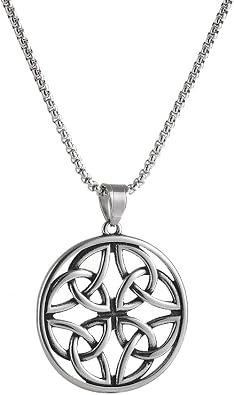 TURTLEDOVE Celtic Knot Trinity Necklace, Celtic Knot Round Cage Pendant, Stainless Steel Good Luck Irish Jewelry