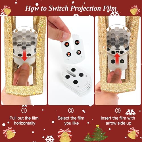 Topo de árvore de Natal iluminado com 6 modos de projeção de padrões, topo de árvore de Natal com lu