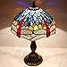 WERFACTORY Tiffany Lamp Blue Red Stained Glass Dragonfly Style Bedside Table Lamp Desk Reading Light 12X12X18 Inches Decor Nightstand Bedroom Living Room Home Office S688 Series