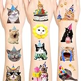 96PCS Cat Individually Wrapped Tattoos, Cat Temporary Tattoos, Animal Stickers Waterproof, Birthday Decorations Party Supplies, Party Favors, School Rewards Gifts Ideas for Girls Boys
