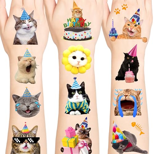 96PCS Cat Temporary Tattoos & Stickers for Parties & Rewards
