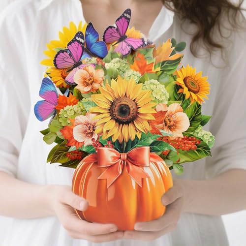 velovibe 3D Pop Up Card, 12 Inch 1:1 Flower Bouquet Card, 10 Diy Butterflies, 100% Safe and Biodegradable Material, with Notecard/Envelope/Sticker, Best Gift Card/Greeting Card, Suitable for All Scenarios