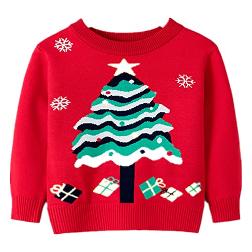 Image of HILEELANG Toddler Boy Girl Christmas Sweater Pullover Reindeer Elk Snowman Sweatshirts Tops