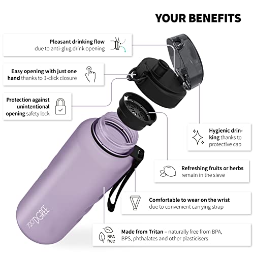 Image of 720DGREE Water Bottle 1.5l inchuberBottle inch softTouch +Sieve - BPA-Free, Leakproof, Reusable Drinking Bottle - XL Sports Bottle for all Day Hydration, Gym, Fitness, Office, University, Hiking, Travel