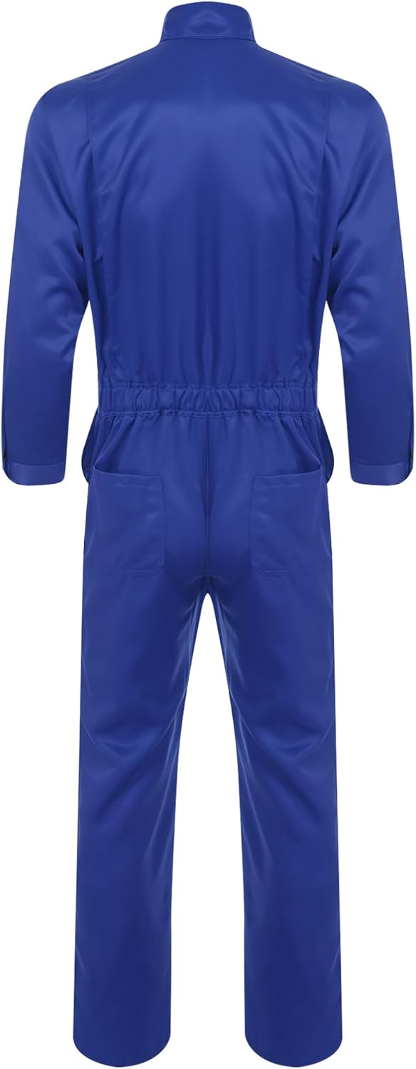 ACSUSS Men's Long Sleeve 100% Cotton Coverall Front Half Zipper Dustproof Jumpsuit Workwear